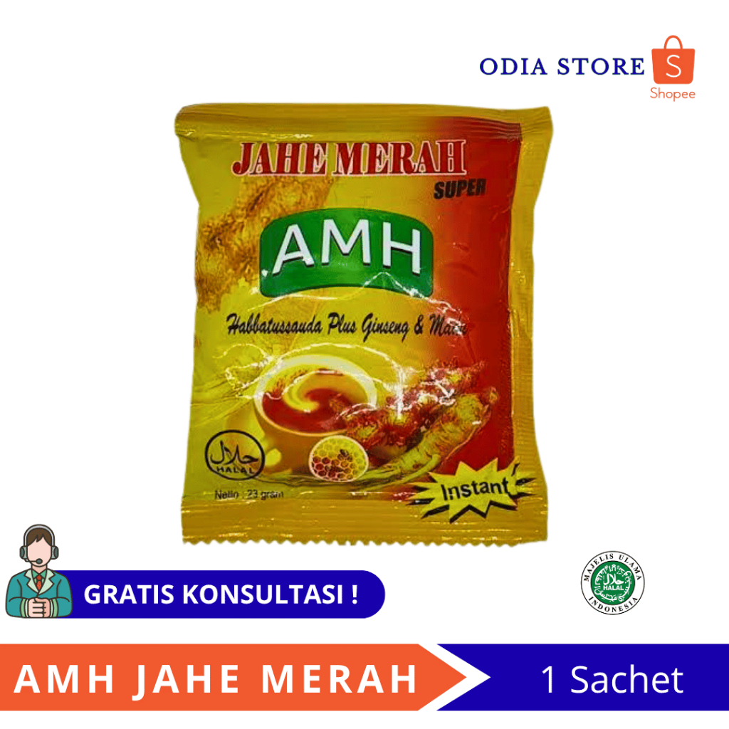 

Instan Jahe Merah Herbal Super AMH ORIGINAL ( + Habbatussauda, ginseng dan madu ) Sachet