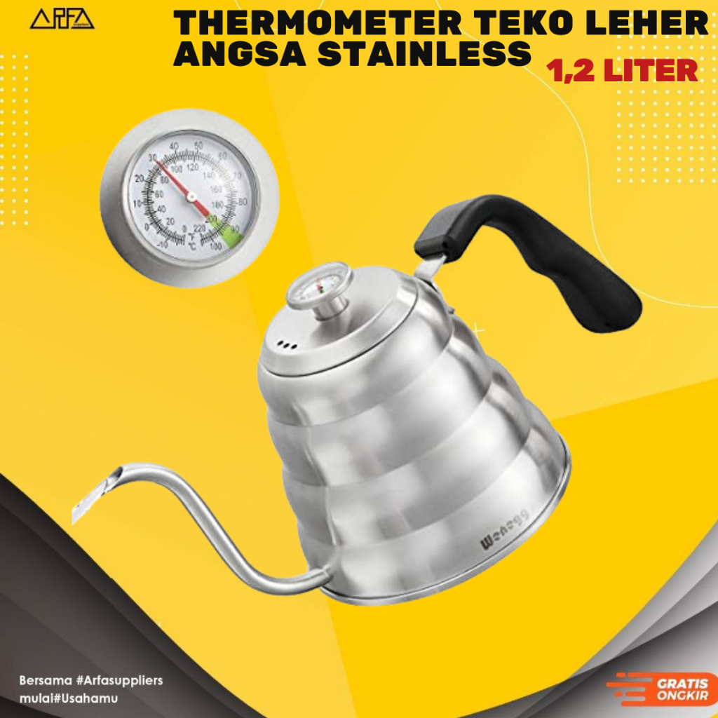 Teko Leher Angsa Stainless 1200ml Termometer