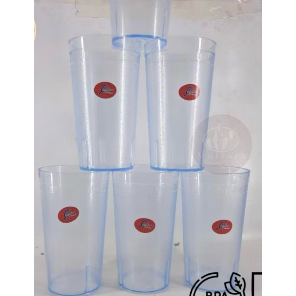6pc gelas plastik mika bening 400ml/ gelas bening transparan/ gelas air minum akrilik cafe