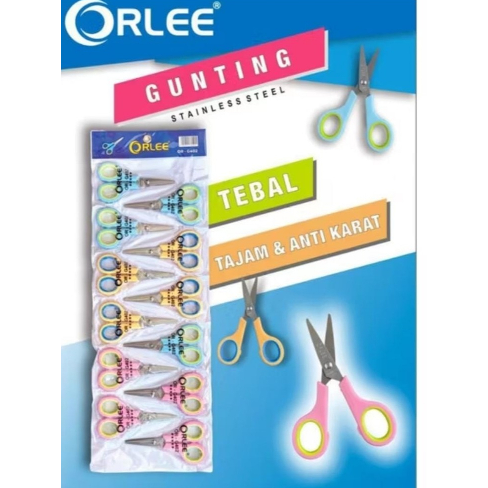 

gunting orlee renteng ukuran 12cm 12 pcs