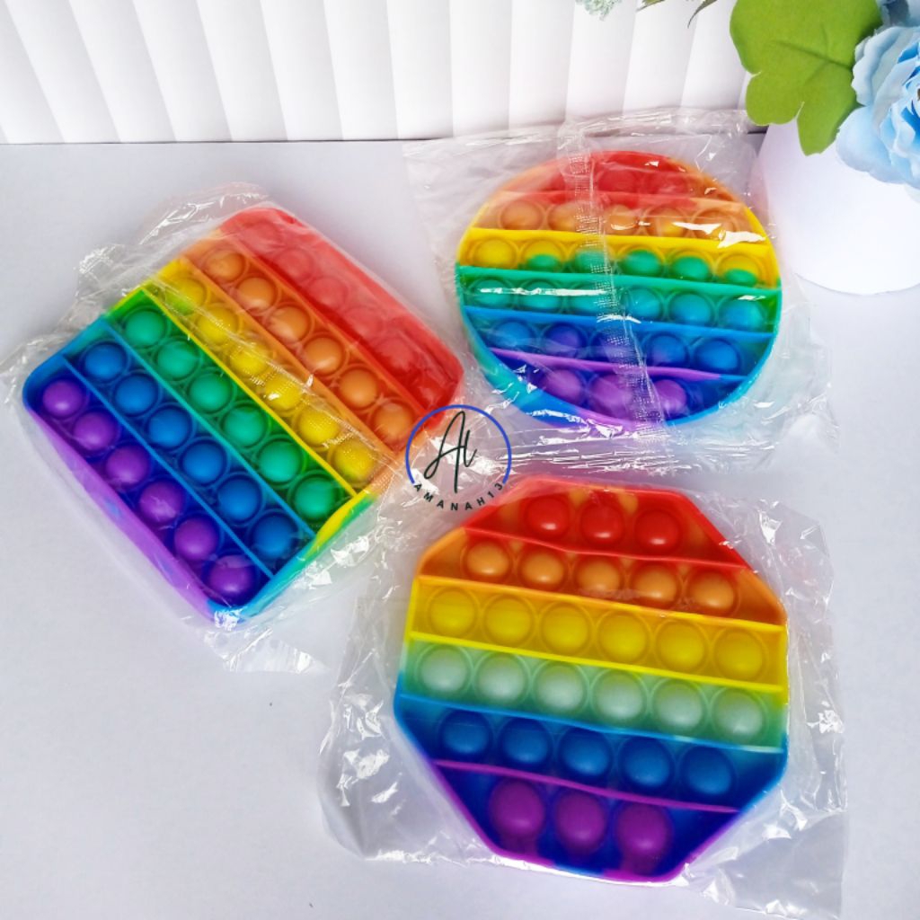 AL - Mainan Pop It Anak / Pop It Karet / Mainan Pereda Stres / Pop It Kotak Bulat Segi Enam Silikon