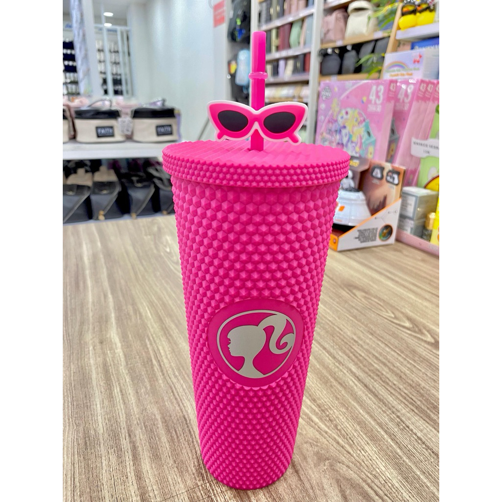 Miniso X Barbie Studded Tumbler with Straw 700ml/Miniso Tumbler Barbie/ Botol Minum Barbie