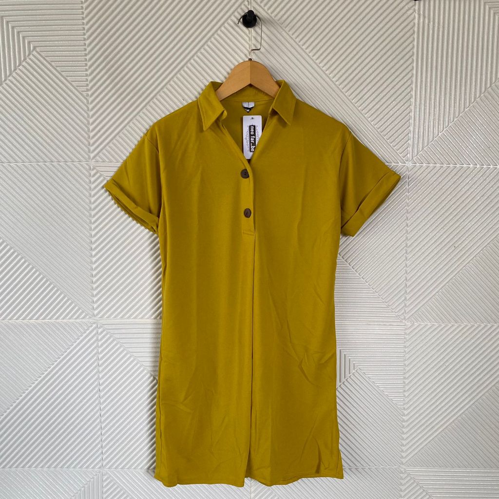 Dress Casual/dress kerah kancing batok/minidress/dress midi wanita/dress kerah/dress lengan pendek/p