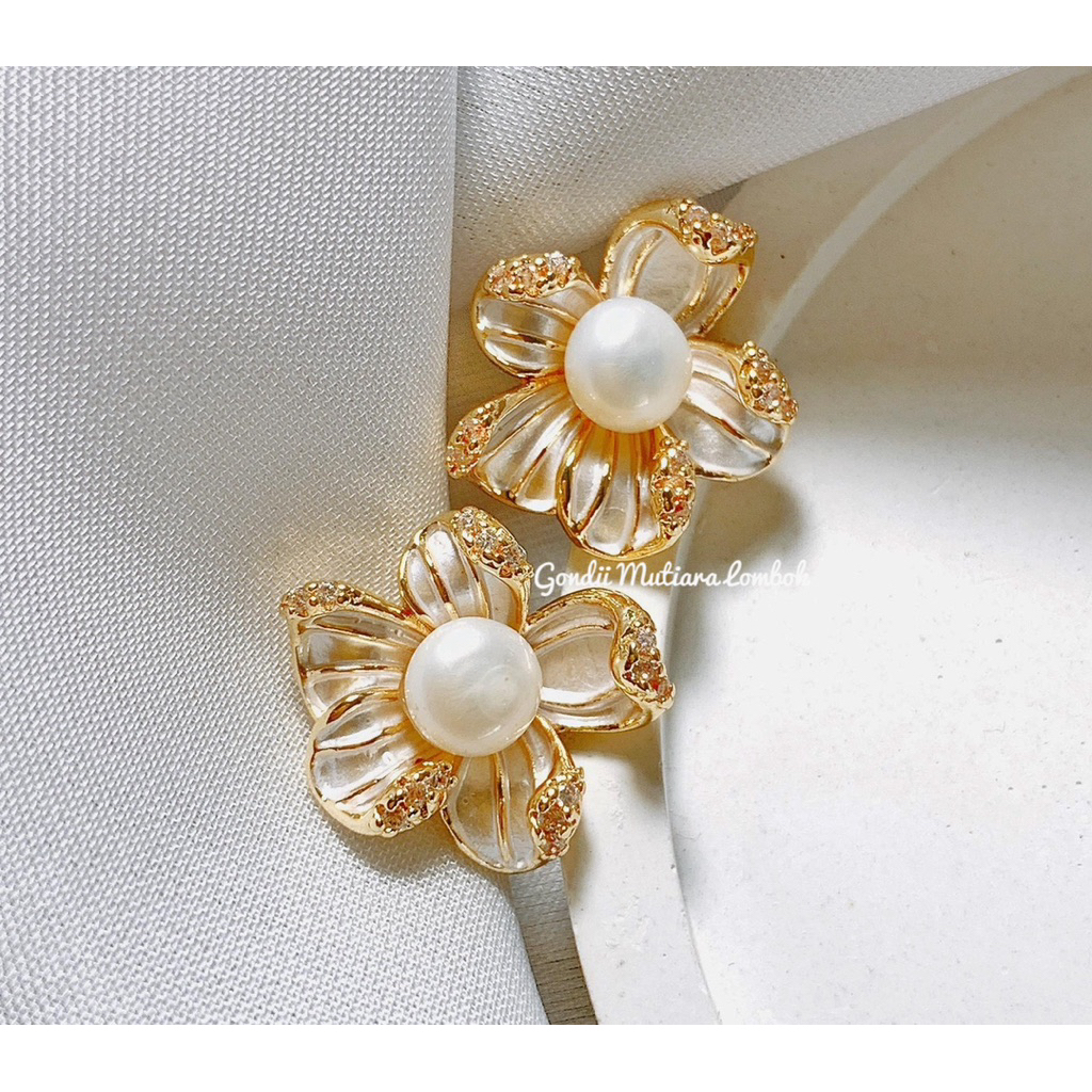 Giwang Tusuk Besar Jumbo Mutiara Asli Putih 7mm - COD Pearl Earring - Giwang Tusuk Anting Stud Mutia