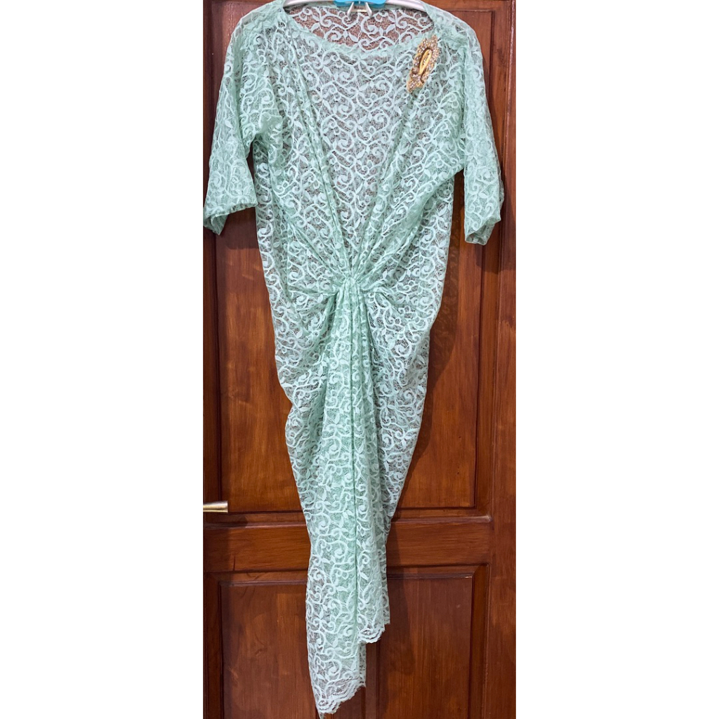 Kaftan Brukat Hijau sage