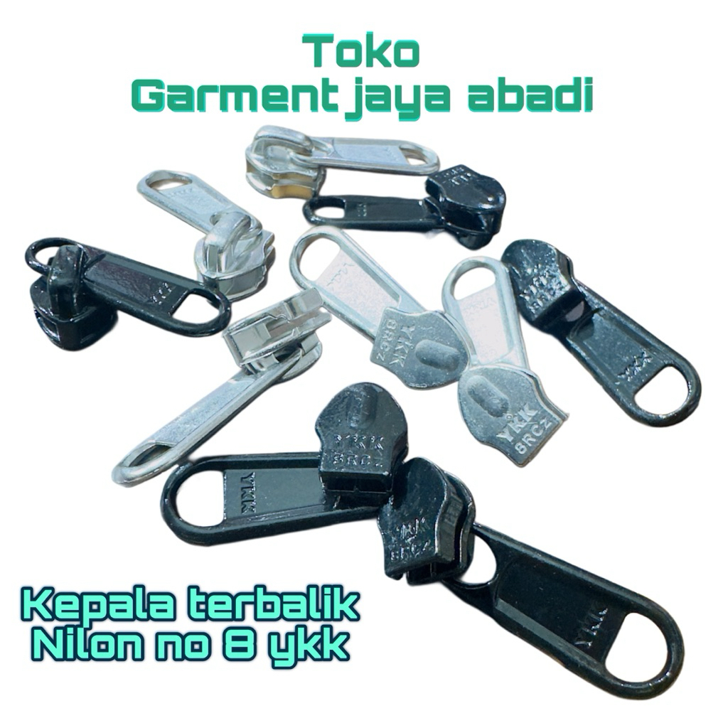 kepala resleting no8 nilon/coil TERBALIK ykk