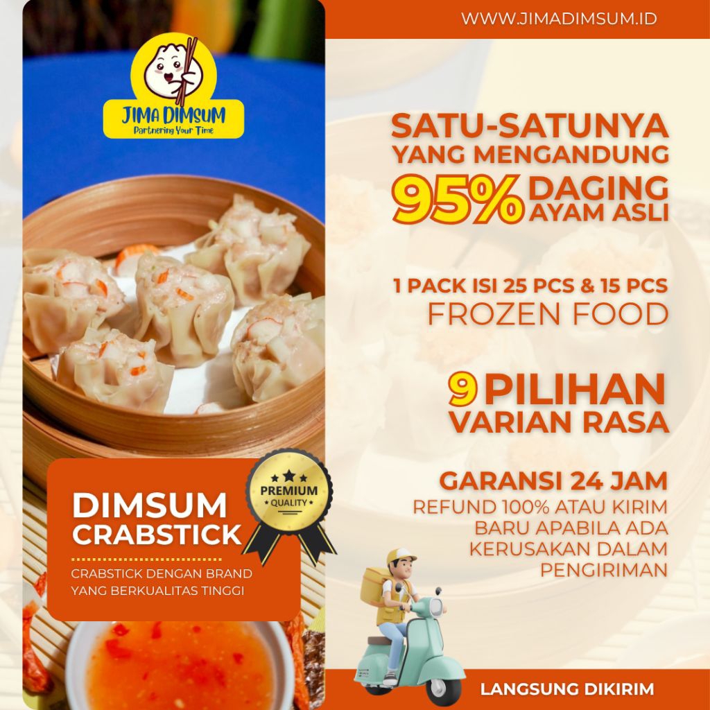 

Dimsum Jima Crabstick Isi 25 Pcs Siomay Frozen Enak Halal Full Daging Ayam Asli Bukan Tepung