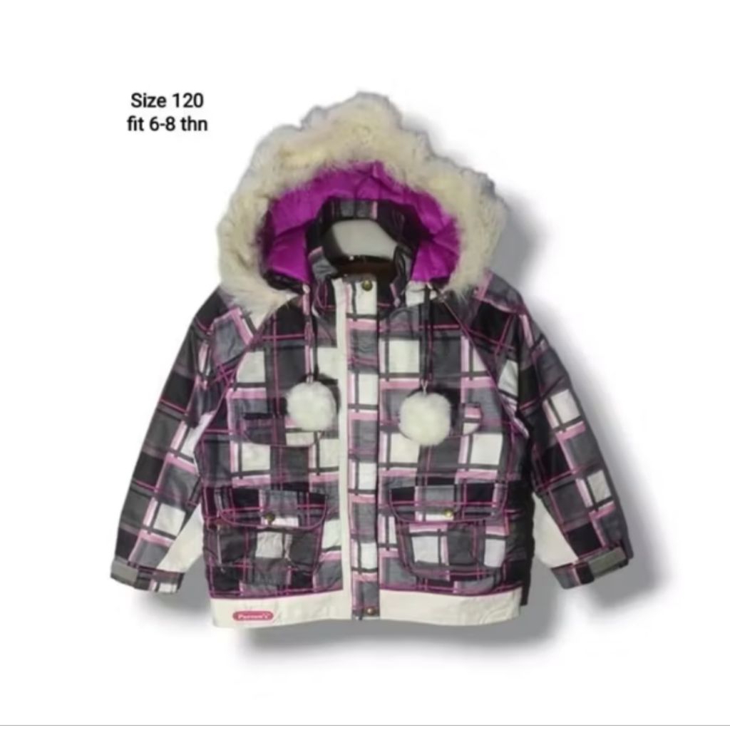 PERSON'S Kids Girls Ski Snowboard Jacket Tartan Size tag 120 fit 6-8 years (P50xL46)