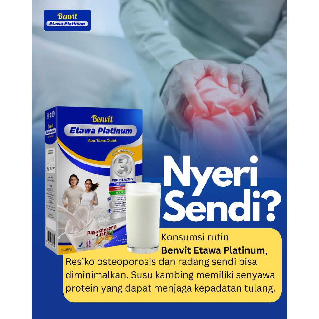 

1 Box Benvit Etawa Platinum - Susu Kambing Etawa Atasi Nyeri Sendi Sakit Lutut dan Asam Urat