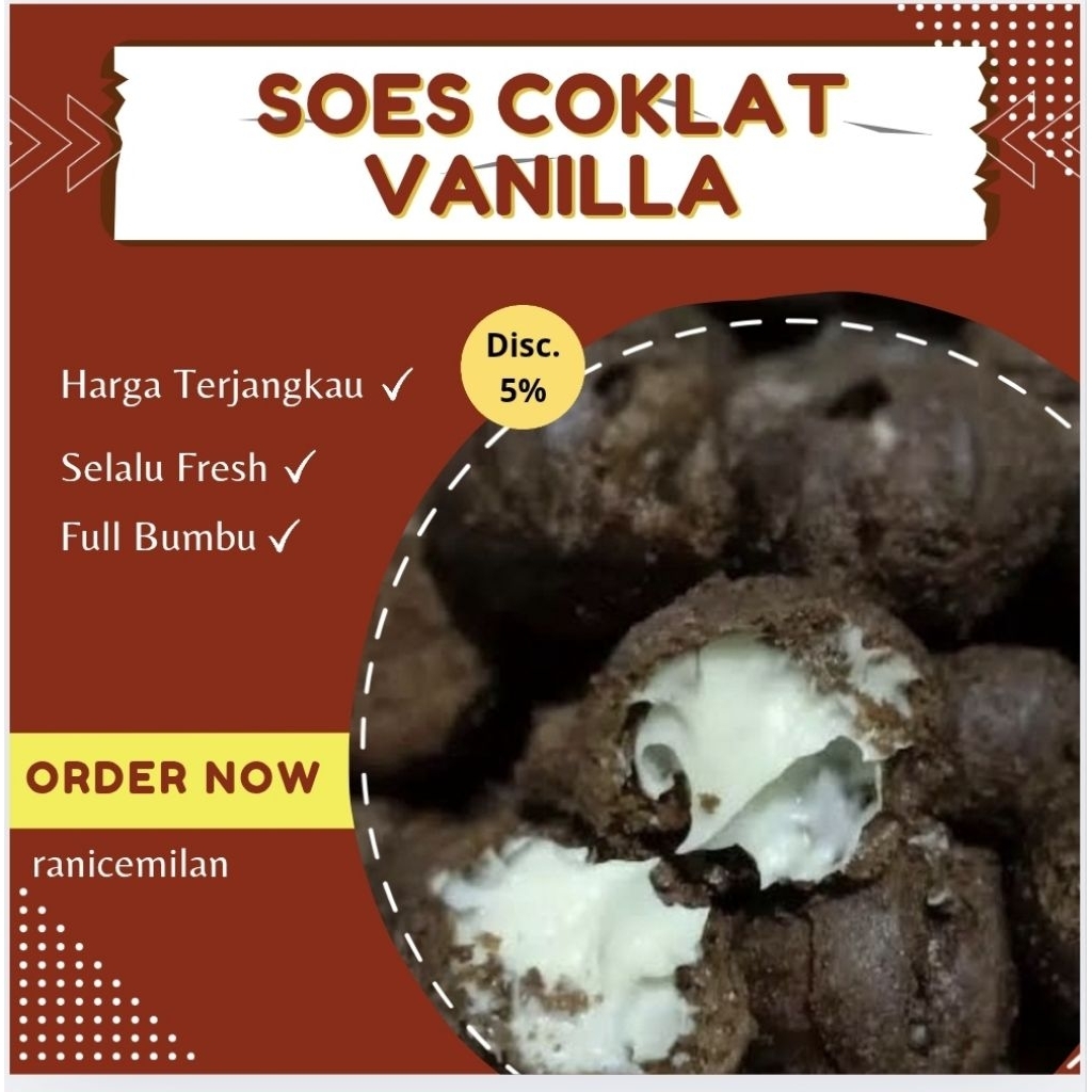 

soes coklat vanila cemilan snack viral enaktermurah