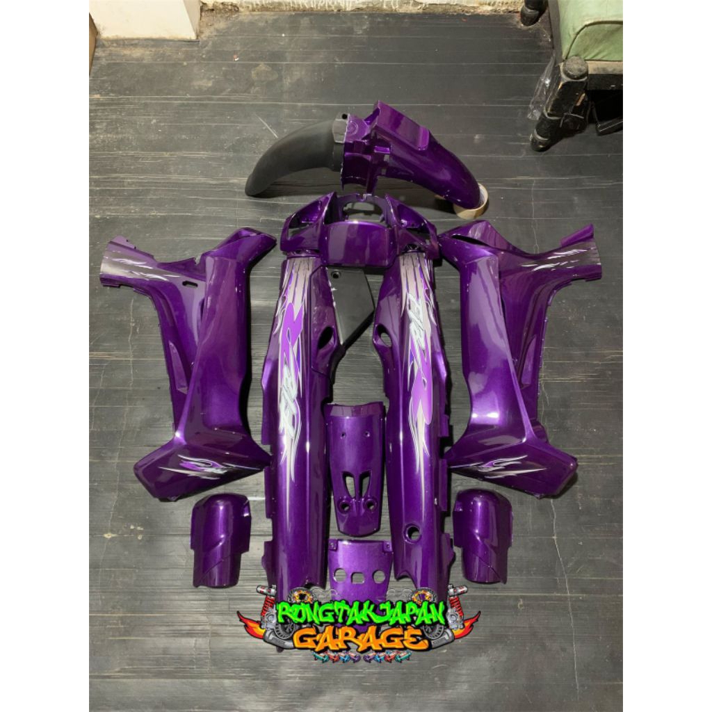 Full Set Bodi Halus Fiz r F1zr Fizr Ungu Terong Set Striping Api Transparan Cover Body Fiz r F1zr Fi