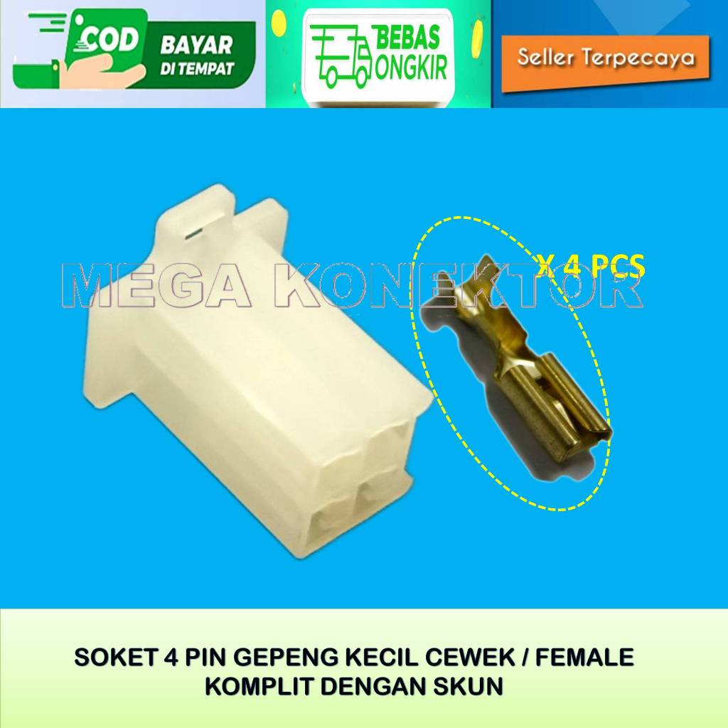 SOKET KABEL MOTOR 4 PIN KECIL FEMALE-SOKET –SOKET KABEL–4 PIN- SOKET- SOKET KABEL 4 PIN NYLON