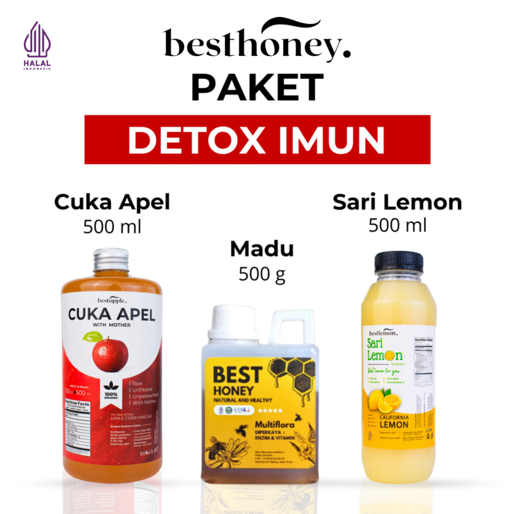 

Best Honey Paket Cuka Apel 500ML Sari Lemon 500ML Madu Multiflora 500GR