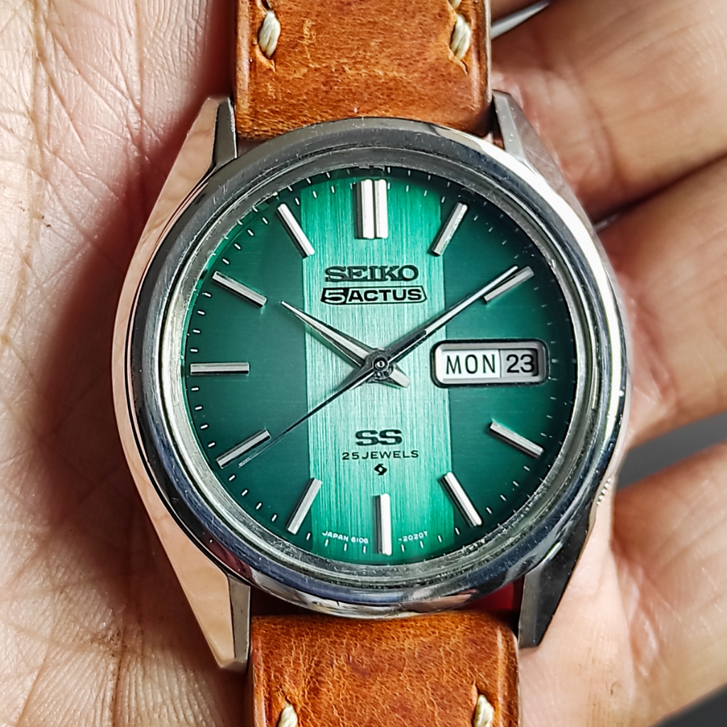 Seiko Actus SS Green Sunbrust Center Linen Japan Domestic Market