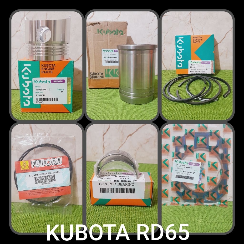RD65 PAKET CYLINDER LINER PISTON RINGSET METAL JALAN GASKET MESIN DIESEL KUBOTA RD 65