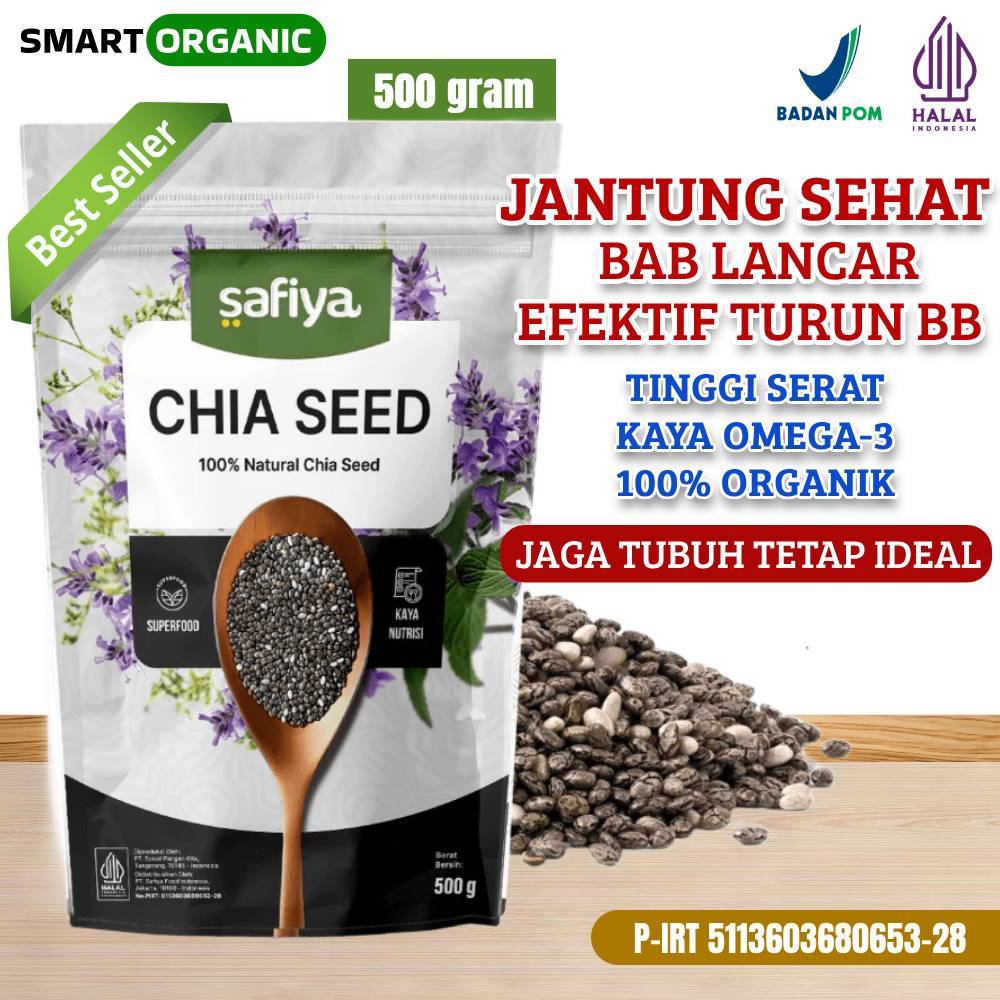 

Chiaseed Safiya 500 gram Biji Chia Seed Organik Premium Diet Sehat TInggi Serat Lancarkan Pencernaan