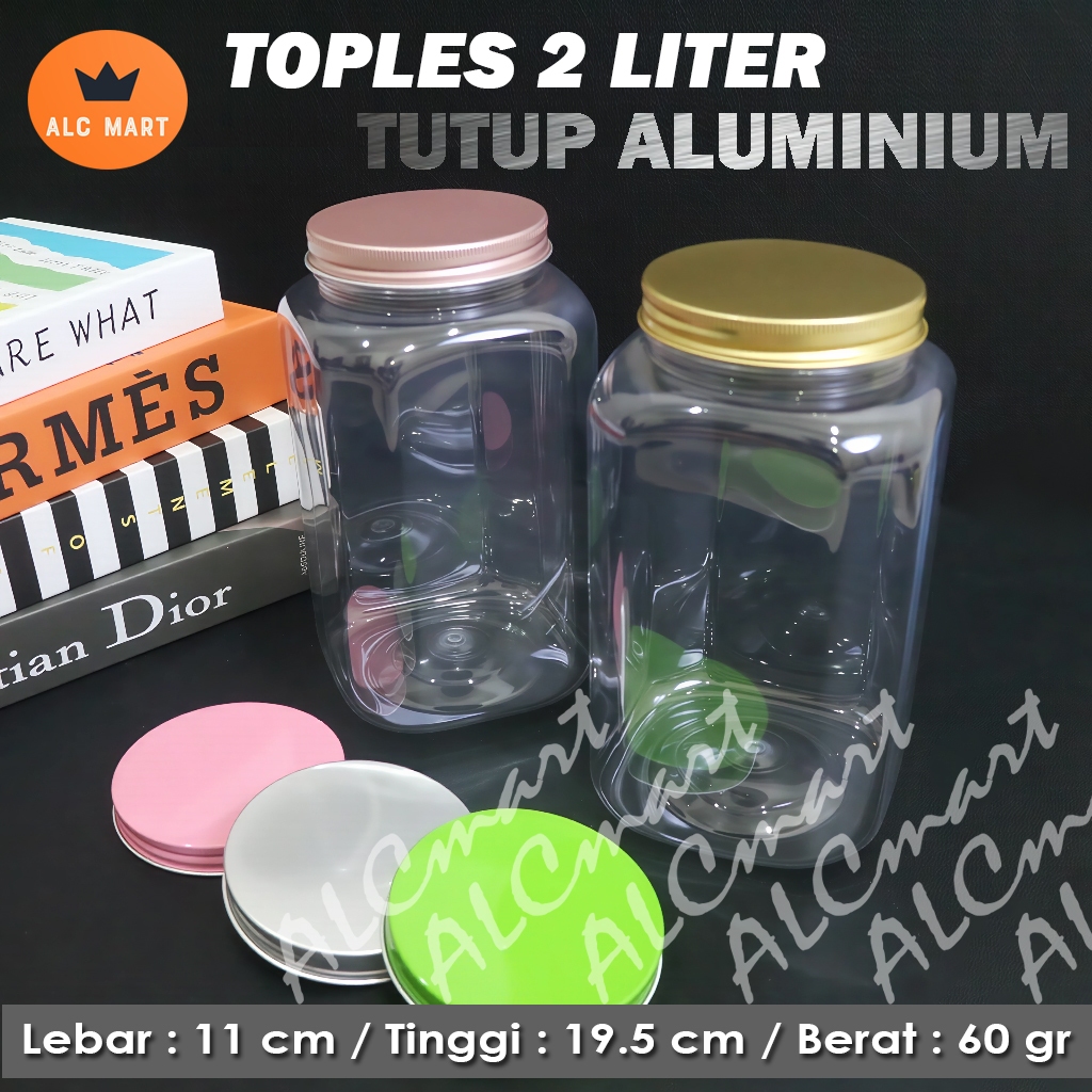 TOPLES 2 LITER TUTUP ALUMINIUM / TOPLES 2 LITER / TOPLES TABUNG 2 LITER / TOPLES 2 LITER KOTAK