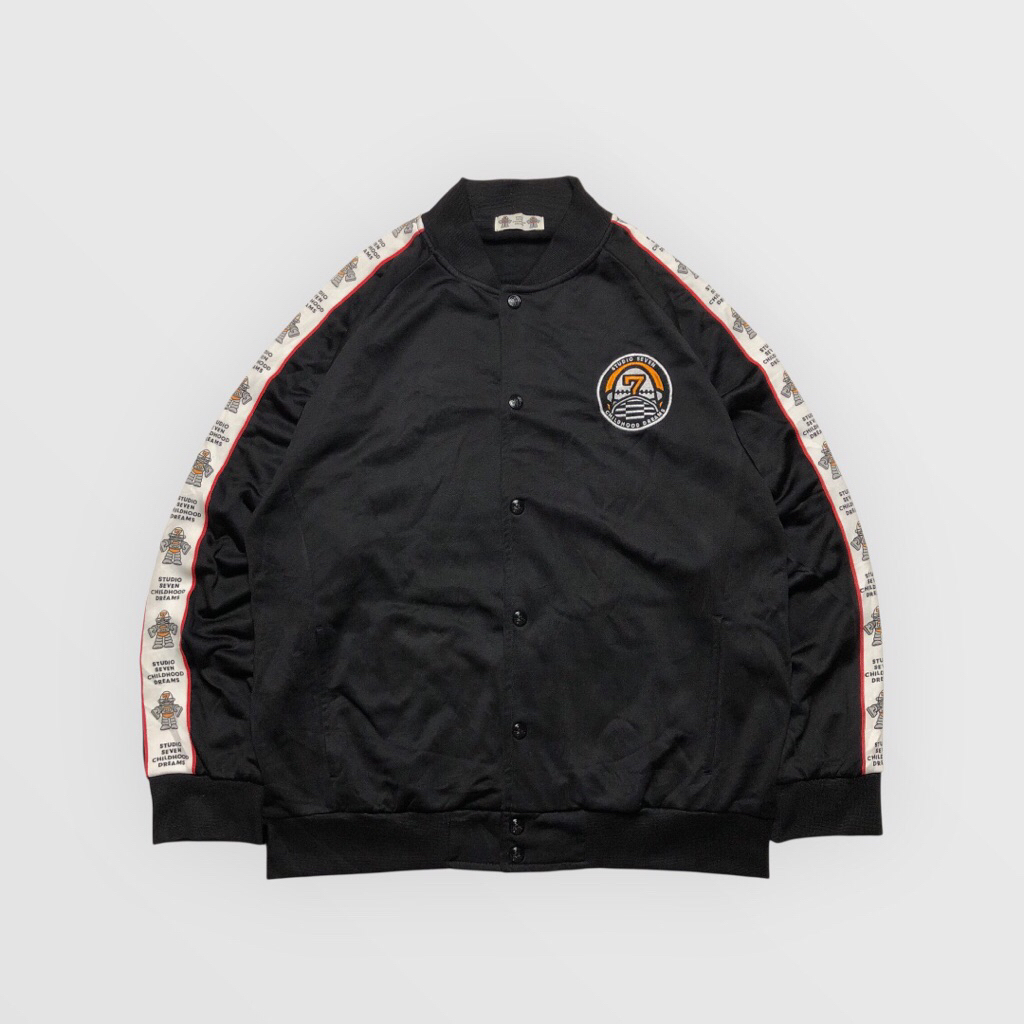 GU x Studio Seven Childhood Dreams Varsity Taped Track Jacket Black