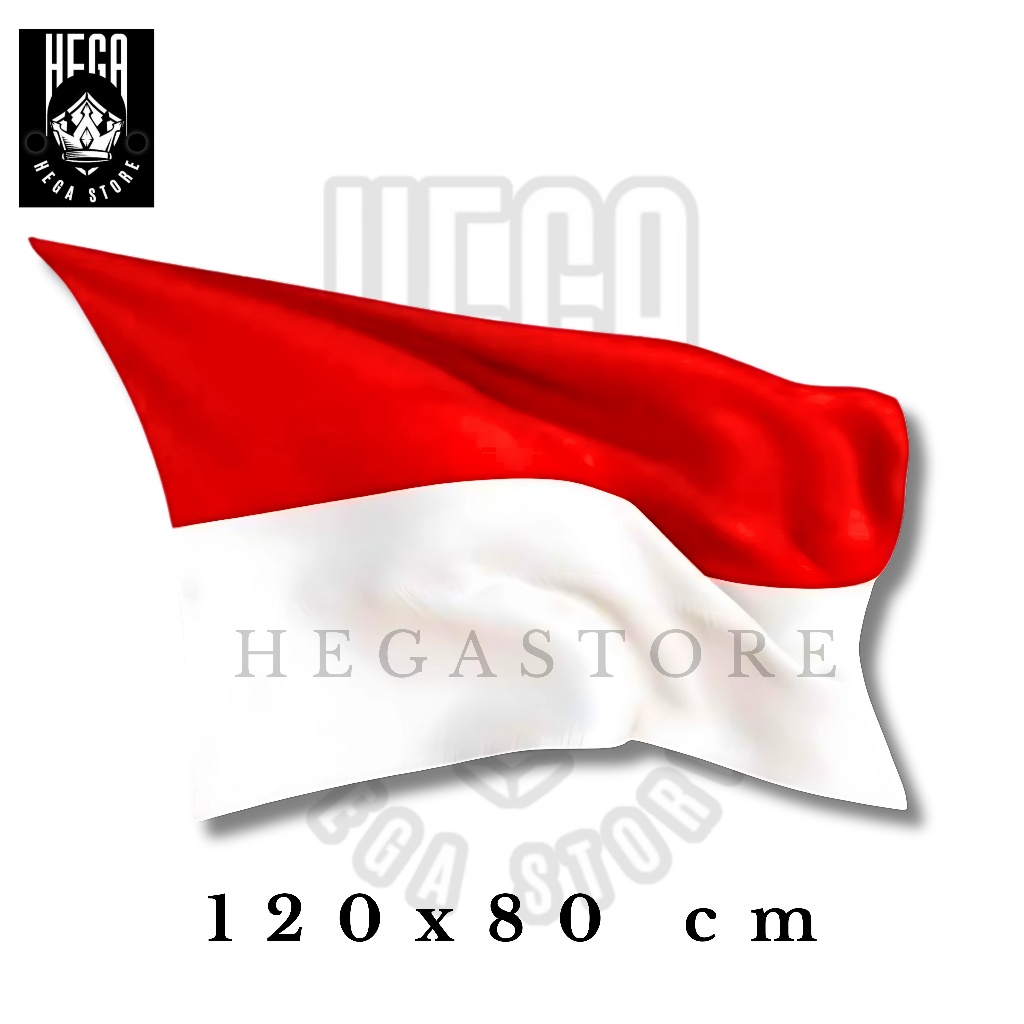 Bendera Merah Putih 120×80 cm – Kain Satin Peles Tebal, Tali Pengikat – untuk Tiang Rumah & Upacara