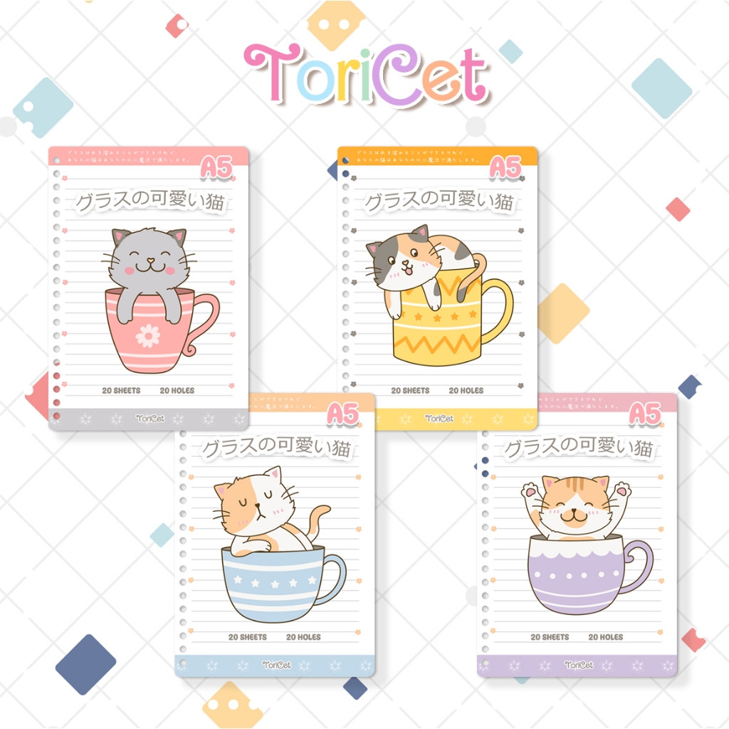 

Loose Leaf / Kertas Binder A5 Toricet - Kucing di gelas