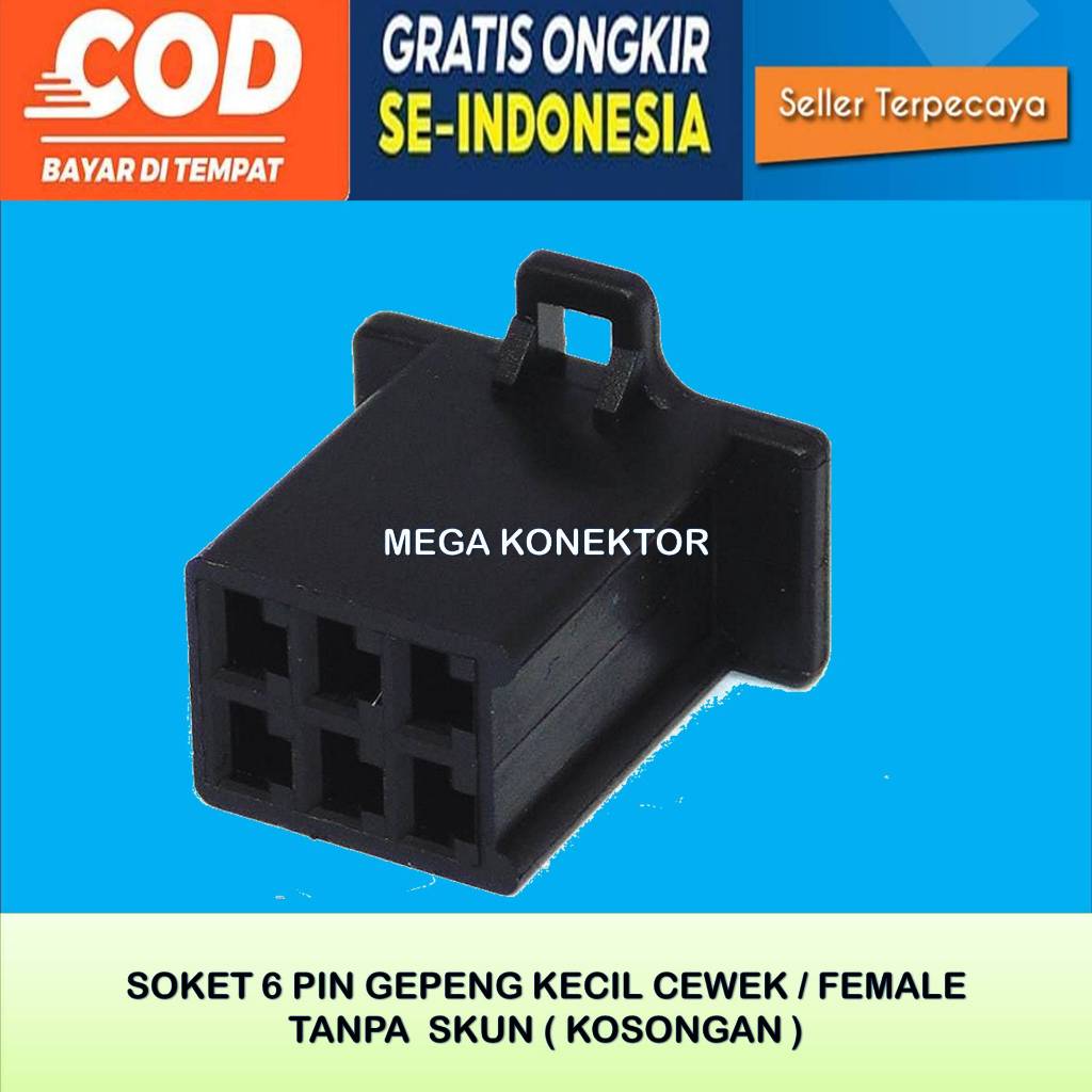 SOKET KABEL MOTOR 6 PIN KECIL FEMALE HITAM KOSONGAN-SOKET–SOKET KABEL–6 PIN- SOKET–SOKET 6 PIN NYLON