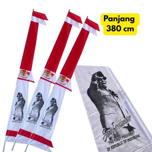 Bandir Jumbo Sablon Proklamator Umbul Umbul 4 Meter Merah Putih