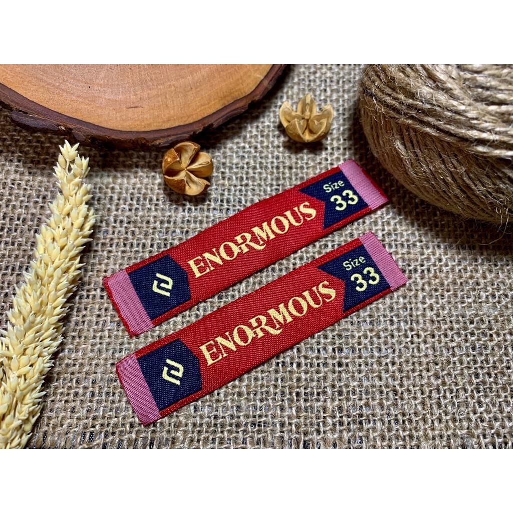 Label woven bordir / label slip / label baju custom / label bordir / label size / label tenun