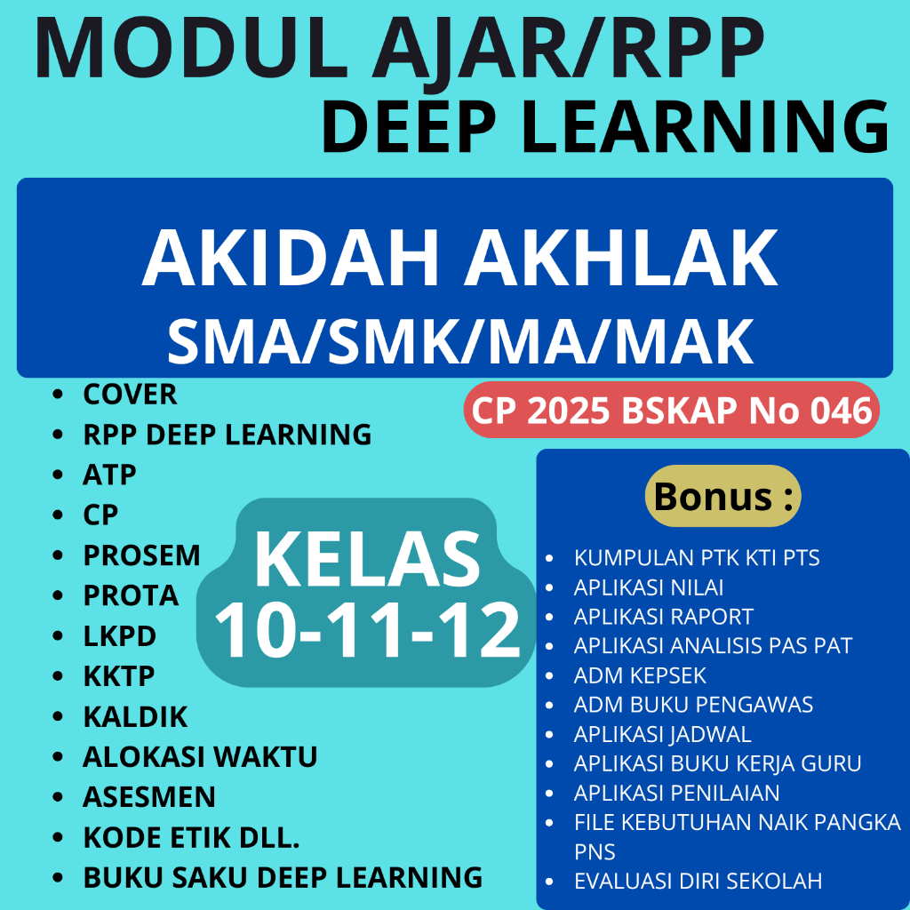 

Modul Ajar RPP Deep Learning AKIDAH AKHLAK KELAS 10 11 12 - RPP DEEP LEARNING SMA/SMK SIAP PAKAI
