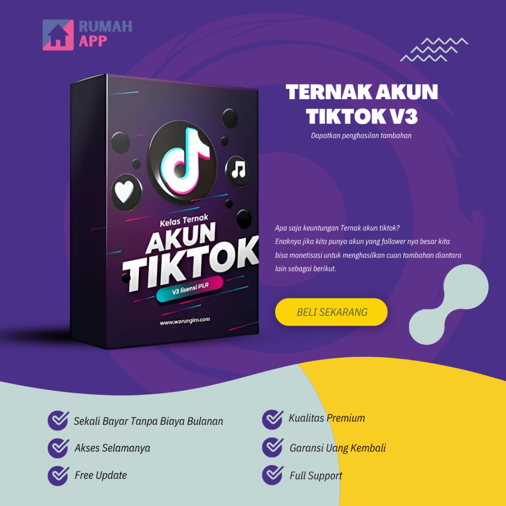 Kelas Ternak Akun Tiktok v3 - Akun Jutaan Followers dan Likers Dapatkan penghasilan tambahan