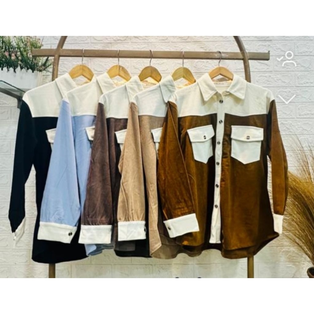 Kemeja Corduroy Kemeja Casual Atasan Corduroy Kemeja Wanita