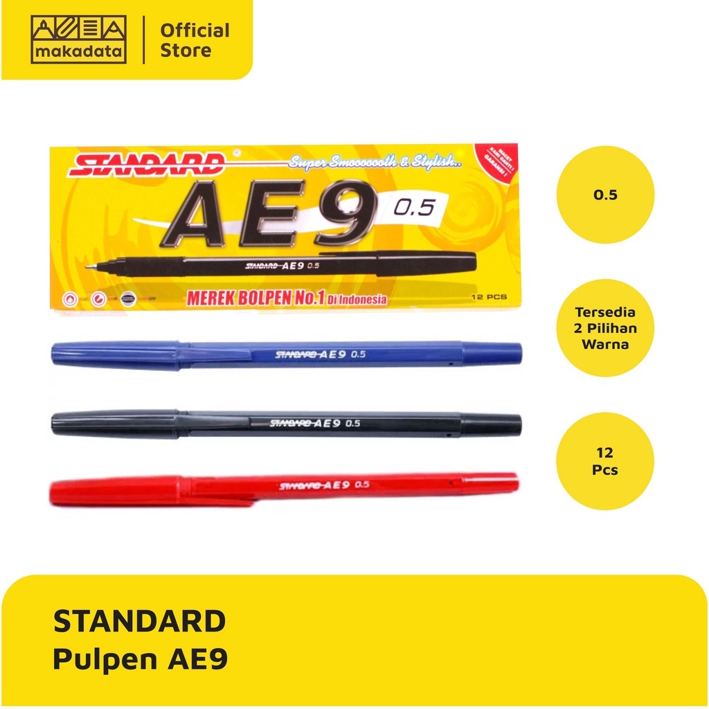 

PULPEN STANDARD AE-9 AE9 0.5MM 1PAK ISI 12PCS