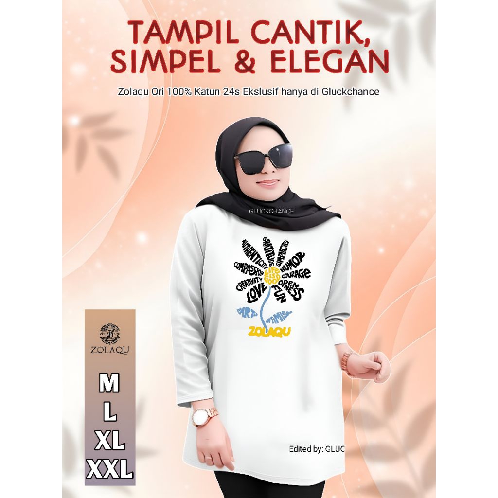 Baju Kaos Putih Agustusan Outdoor Indoor Terbaru 2025 Zolaqu Original Lengan Panjang Wanita Oversize