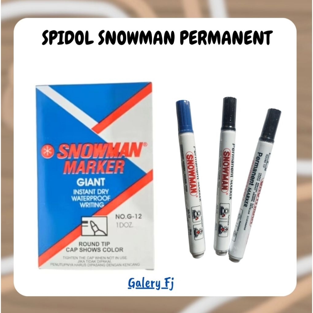 

SPIDOL PERMANENT SNOWMAN TINTA WARNA HITAM/BIRU/MERAH SATUAN