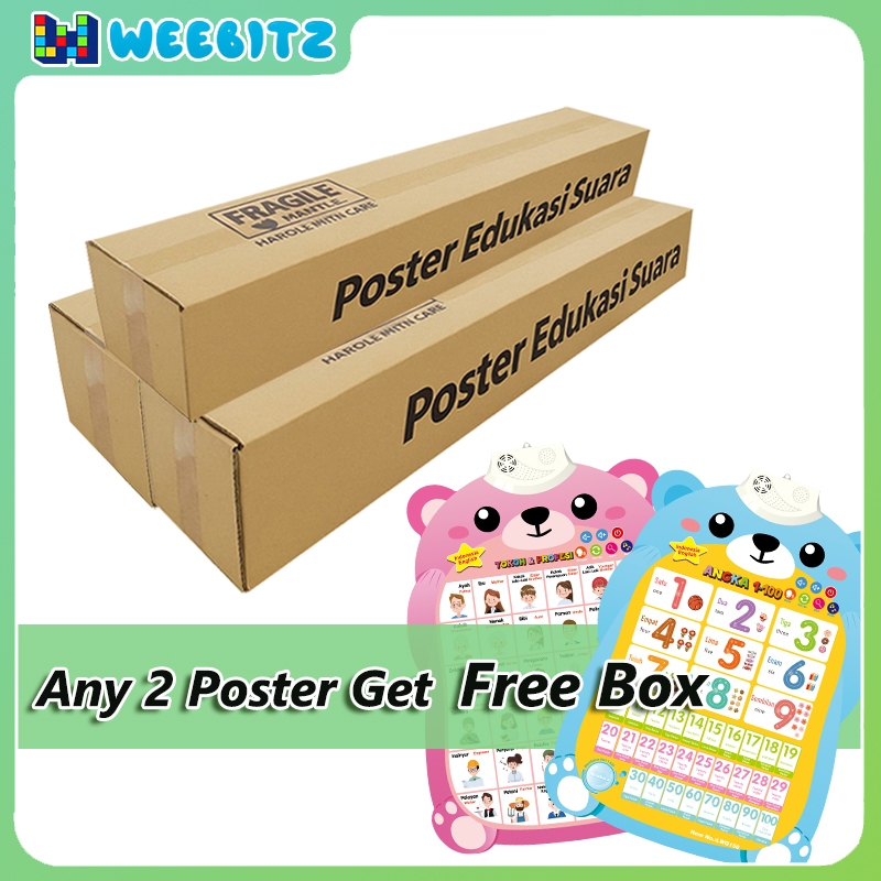 

（Box Karton）Poster Dinding Edukasi Suara Mainan Kotak Kemasan Poster Dapat Gratis Jika Beli 2 Poster