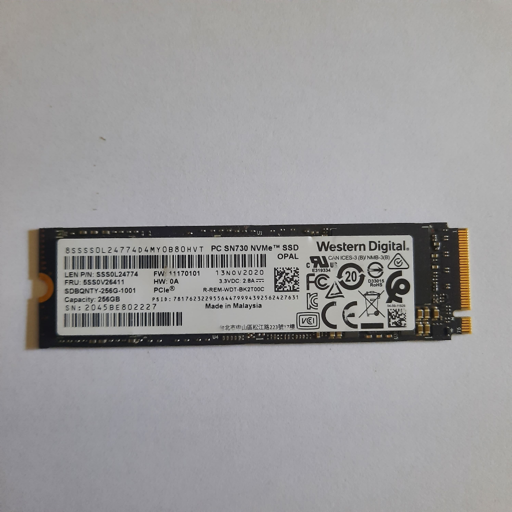 SSD M2 NVME WS SN730 256GB SECOND ORIGINAL M.2 SENTINEL 100%