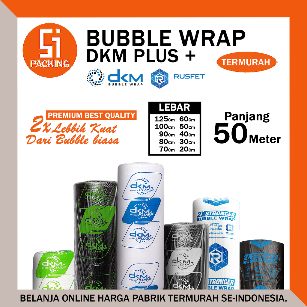 

Bubble Wrap DKM Plus Premium Quality Termurah Plastik Bubblewrap Packing Online Shop 125cm X 50m Roll
