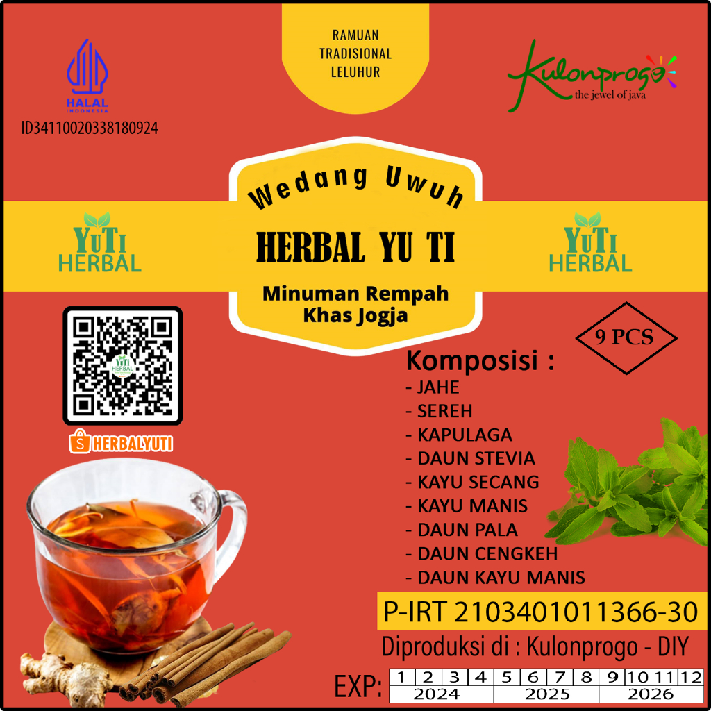 

Wedang Uwuh Secang Pemanis Daun Stevia ISI 9 HERBAL YU TI KOMPLIT