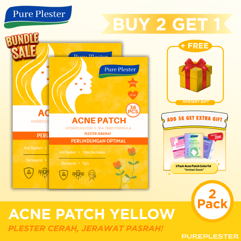 Paket 72 Pcs Acne Patch Kuning Hydrocolloid Tea Tree - Plester Penghilang Jerawat - Acne Treatment Y