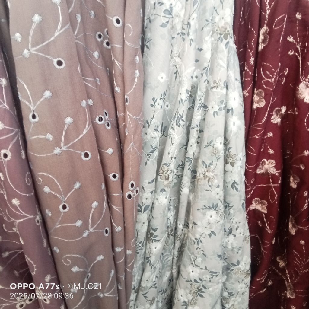 Harga/0,5 m | Kain Katun Bordir Premium | Kain Katun Bordir Motif Meteran | Bahan Katun Bordir Motif