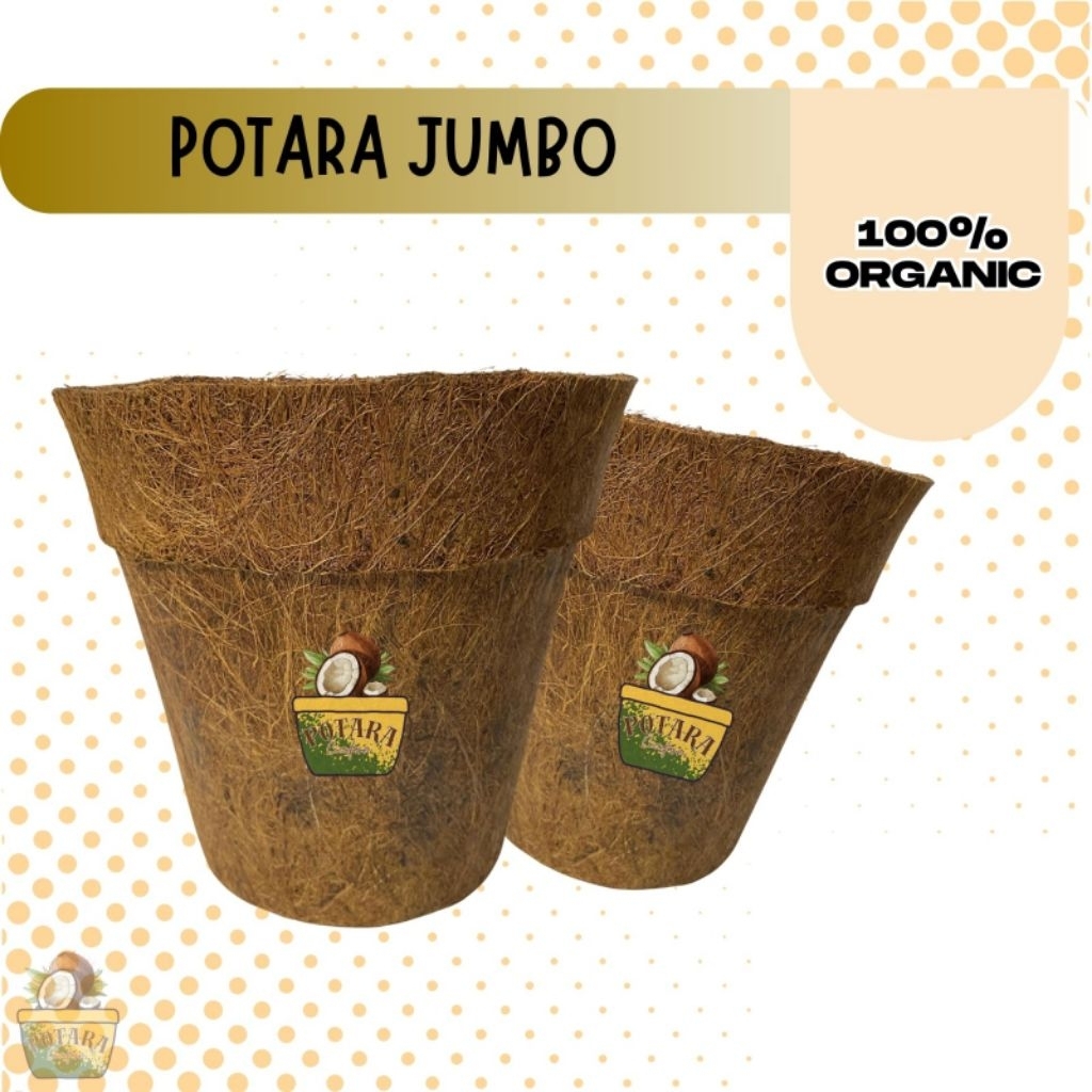 POTARA - Pot Sabut Kelapa Ukuran Bulat Jumbo Diameter 21cm | Pot Tanaman Pot Bunga Hias