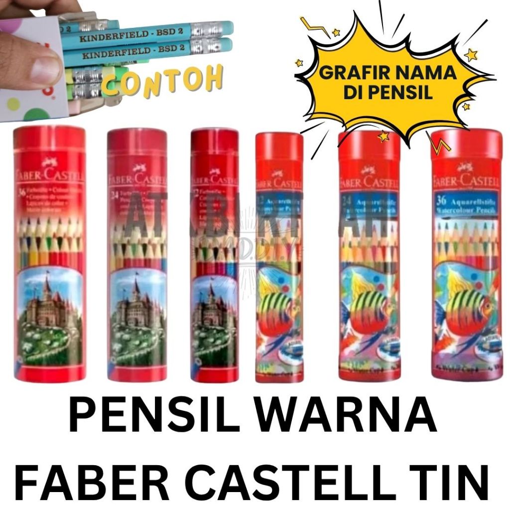 

[GRAFIR NAMA] Faber Castell Round Tin Classic Water Color Pencil Set 12 / Faber Castell Pensil Warna Wadah Bulat