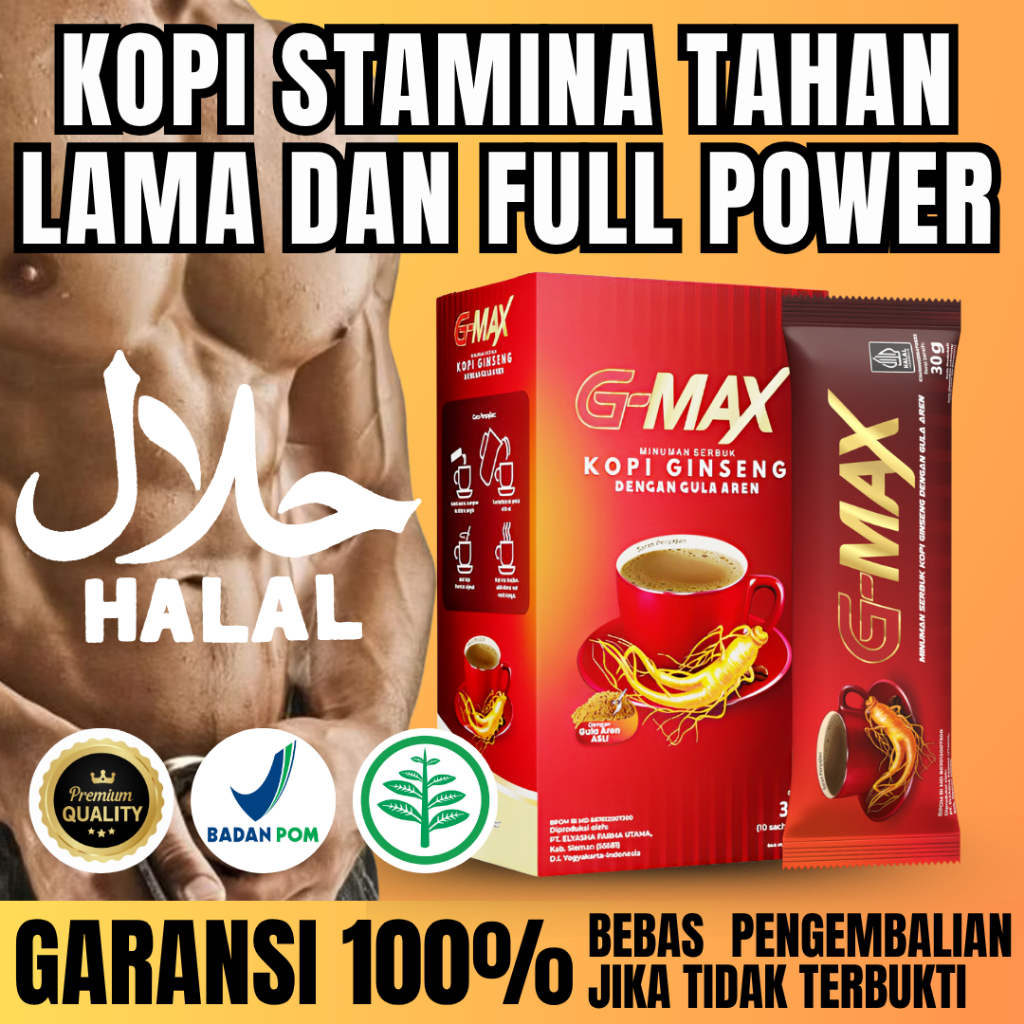 

Kopi G Max Minuman Kopi Stamina Kuat Tahan Lama Extrak Gingseng Bpom Halal