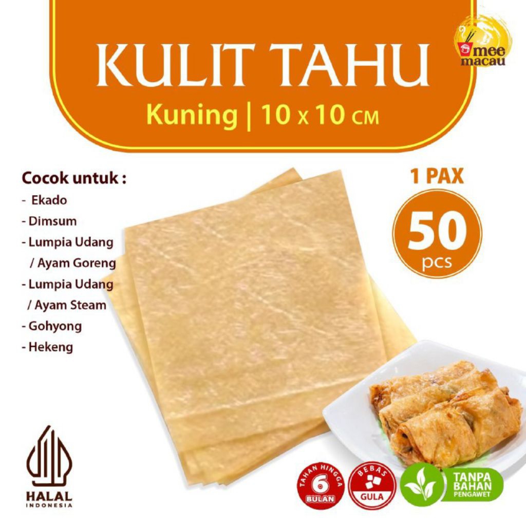

[10X10 CM] Kulit Tahu Tawar 50 Lembar 10x10 | Halal Lentur Cocok Untuk Lumpia Ayam, Ekado, Dimsum, Lumpia Kulit Tahu, Gohyong, Hekeng Termurah Terlaris Merk Cap Bunga Merah Kualitas Terbaik Cocok Untuk Diet Zero Kalori