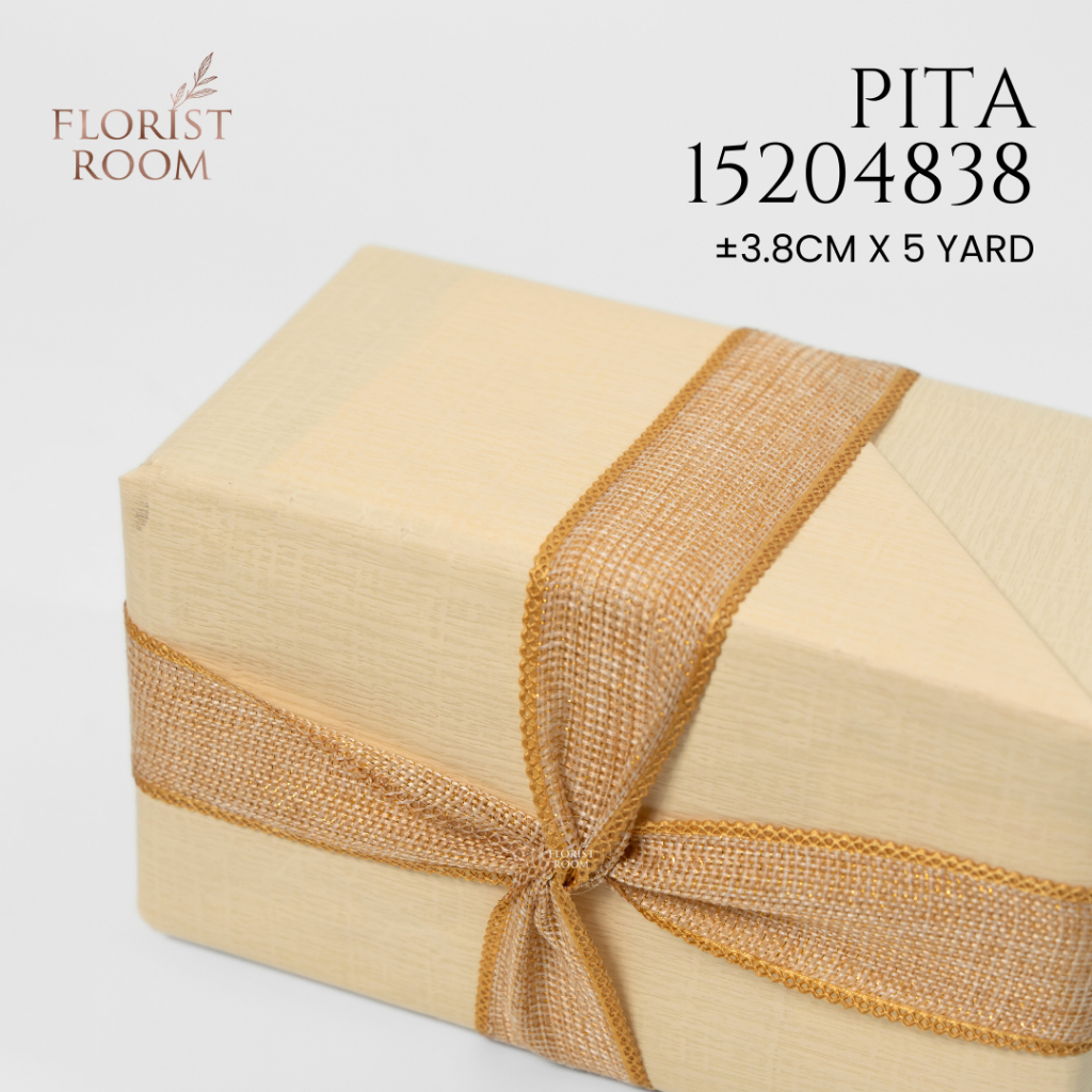

Pita 15204838 ±3.8cm x 5yard - Ribbon - Hampers - Pita Gold - Jute - Gift