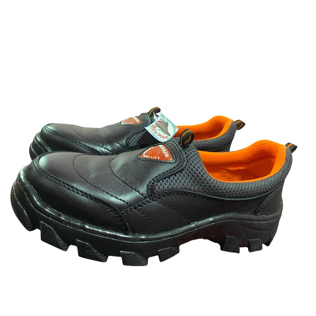sepatu safety pria kulit boyken | sepatu kulit sapi dan  besi pria boyken |sepatu kulit safety murah