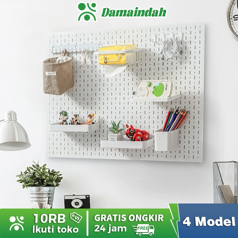 Damaindah Rak Dinding Tempel Pegboard /Rak Dinding Organizer Tanpa PakuPapan Lubang / Rak Penyimpana