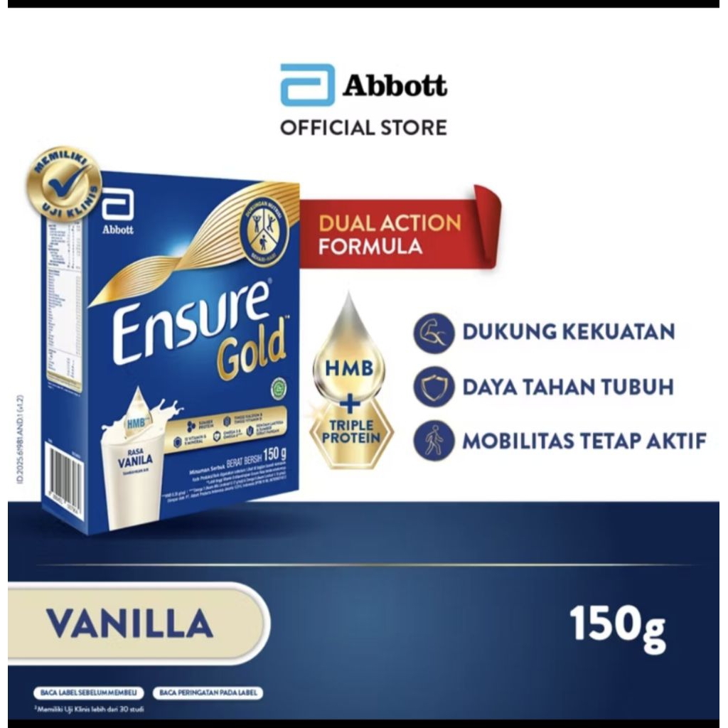 

Ensure Gold Vanila 150 gram, cokelat 380 gram