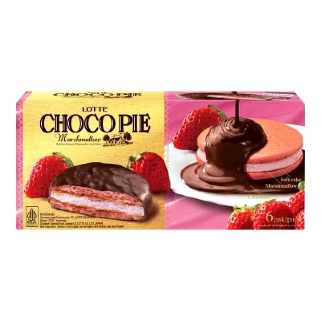 

LOTTE CHOCHOPIE MARSHMALLOWS 1box isi 12pcs @28gr chocopie coklat chochopie stroberi