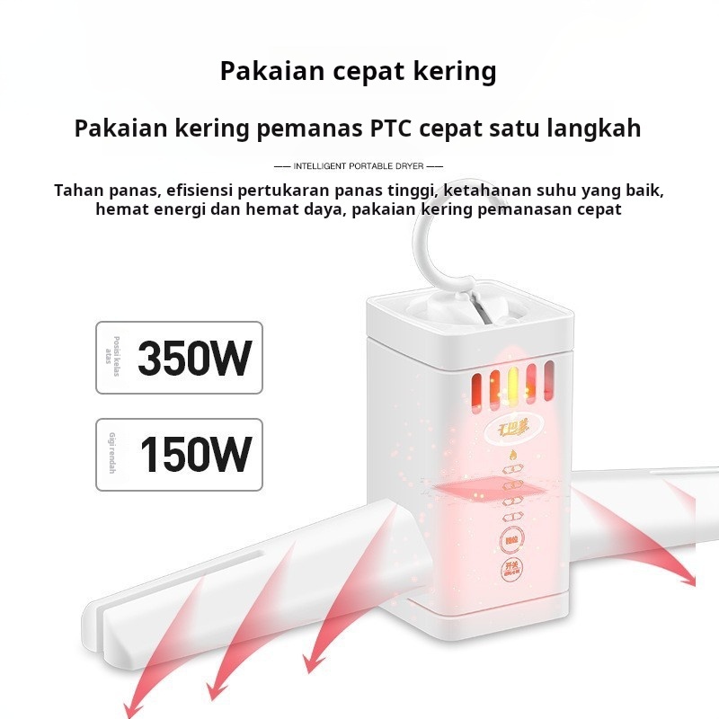 GBD Mesin Pengering Pakaian Portable Pemanas Pengering Pakaian Lipat Listrik Pengering Otomatis Untu