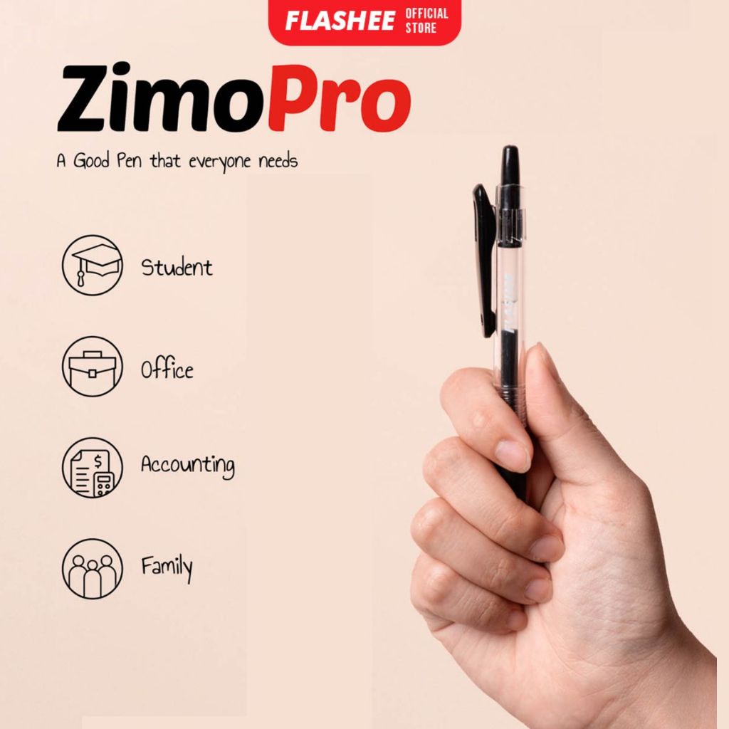 

Flashee Pulpen ZimoPro Pen Gel Ink 0.5mm Transparen Tinta Berwarna Halus Bolpoin Aesthetic
